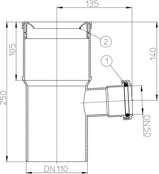 Gainzenabzweiger DN110/50 HL202